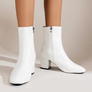 Chunky Heel Boots for Women – Stylish Pointed Toe Mid-Calf Design