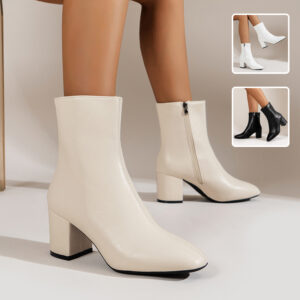 Chunky Heel Boots for Women – Stylish Pointed Toe Mid-Calf Design