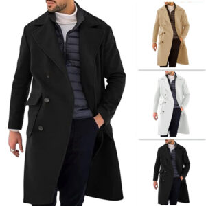 Stylish Thickened Trench Coat Men – Woolen Double Breasted Outerwear