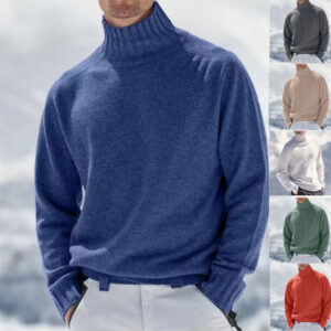 Men’s Turtleneck Sweater – Classic Ribbed Knit Pullover for a Stylish Look