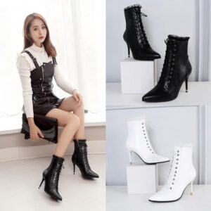 Women’s Victorian Booties – Vintage Lace-Up Kitten Heel Ankle Boots