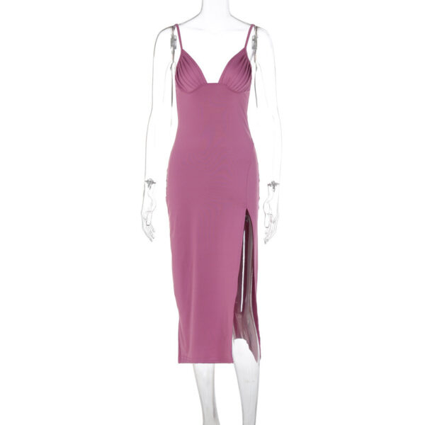 Chic Sleeveless Bodycon Dress with Sexy Deep V-Neck and Side Split - Image 5