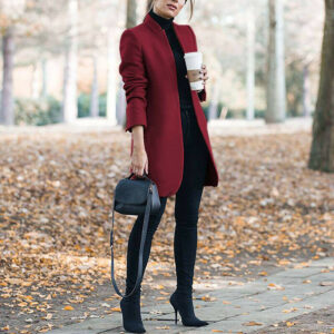 Women’s Open Front Mid-Length Wool Cardigan Coat – Timeless Style