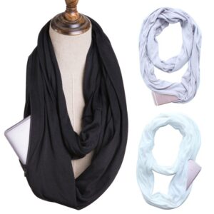 Women’s Infinity Scarf with Pocket – Soft Cotton and Convenient Zippered Design