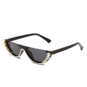 Flat Top Sunglasses with Crystal Rhinestone Shades for Women