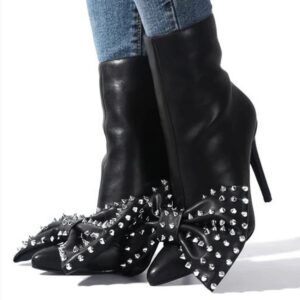 Women’s Catwalk Style Boots with Stiletto Heels and Chic Bow Accent