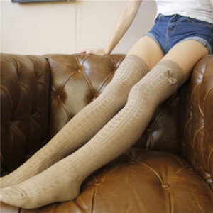 Elegant Lace Over-the-Knee Socks for Women – Cotton & Cozy Fit