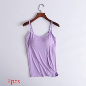 Stretchable Set of 2 Women’s Camisole with Built-In Bra for Ultimate Comfort