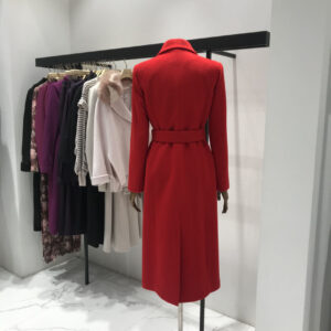 High-End Slim Fitting Long Wool Coat Women with Golden Buttons