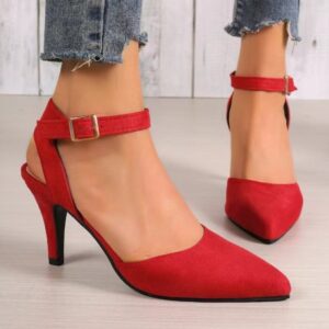 Suede High Heels – Elegant Pointed Toe Stiletto Sandals for Women