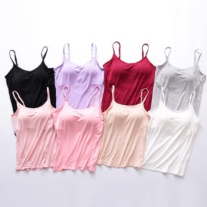 Stretchable Set of 2 Women’s Camisole with Built-In Bra for Ultimate Comfort