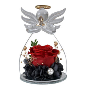 Forever Rose in Glass Angel Figurine – Elegant Gift for Any Occasion