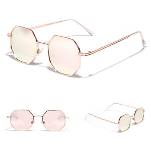 Women’s Metal Frame Hexagon Sunglasses with UV400 Protection