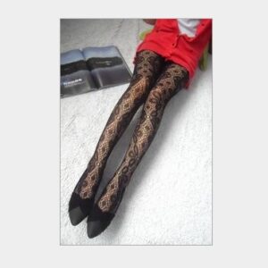 Women’s High Waist Patterned Tights – Floral Lace Fishnet Design
