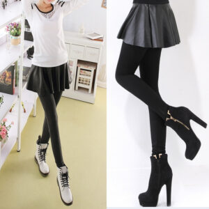 Women’s Velvet Sherpa Fleece Lined Skirt with Leggings – Winter Warm & Stylish