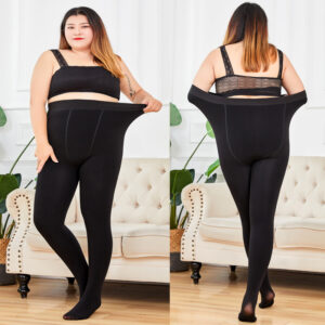Plus Size Fleece Lined Tights – High Waist Stretchy Thermal Leggings for Women