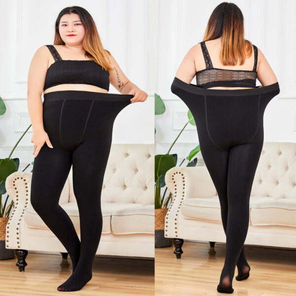 Plus Size Fleece Lined Tights – High Waist Stretchy Thermal Leggings for Women - Image 2