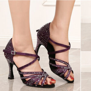 Elegant Women’s Latin Dance Shoes with Rhinestones – Perfect for Salsa & Tango