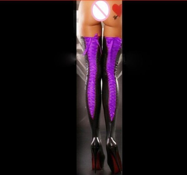 Women's Thigh High Leather Stockings – Shiny Patent Finish for a Bold Look - Image 5