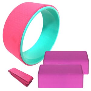 4PCS Yoga Equipment Set – Includes Yoga Wheel, Cotton Strap, EVA Blocks, and More