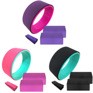 4PCS Yoga Equipment Set – Includes Yoga Wheel, Cotton Strap, EVA Blocks, and More