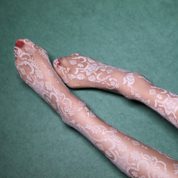 Elegant Hollow-Out Lace Pantyhose – Floral Jacquard Thin Tights - Image 5