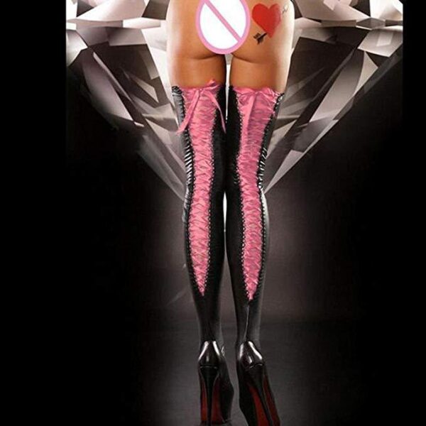Women's Thigh High Leather Stockings – Shiny Patent Finish for a Bold Look - Image 4