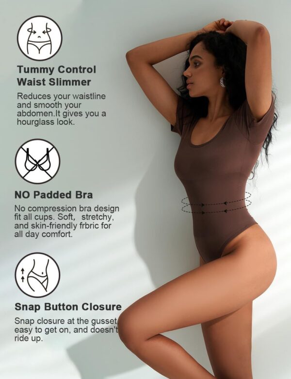 European And American Square-neck Cinched Corset Close-fitting Seamless Short Sleeve T-back - Image 10