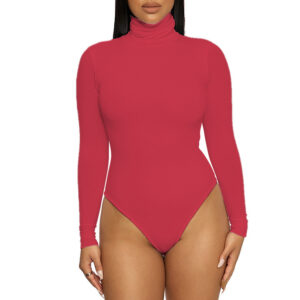 Women’s Turtleneck Bodysuit – Soft Milk Silk for All-Day Comfort