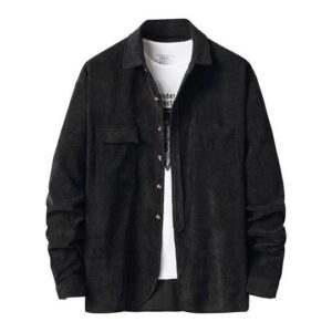 Classic Corduroy Shirt Mens – Long Sleeve with Turn-Down Collar & Pockets