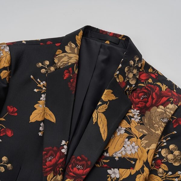 Casual Single Western Coat Men's Korean-style Slim-fit Floral Jacquard Nightclub Host MC Dress - Image 2