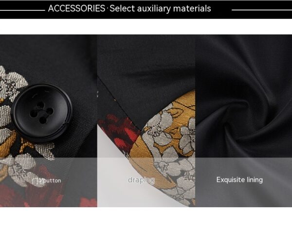 Casual Single Western Coat Men's Korean-style Slim-fit Floral Jacquard Nightclub Host MC Dress - Image 8