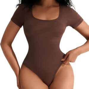 European And American Square-neck Cinched Corset Close-fitting Seamless Short Sleeve T-back