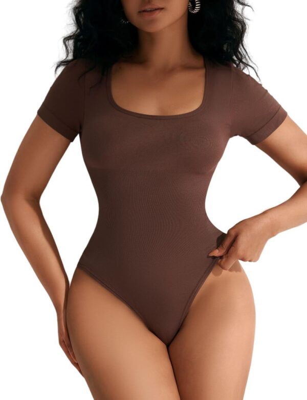 European And American Square-neck Cinched Corset Close-fitting Seamless Short Sleeve T-back - Image 2