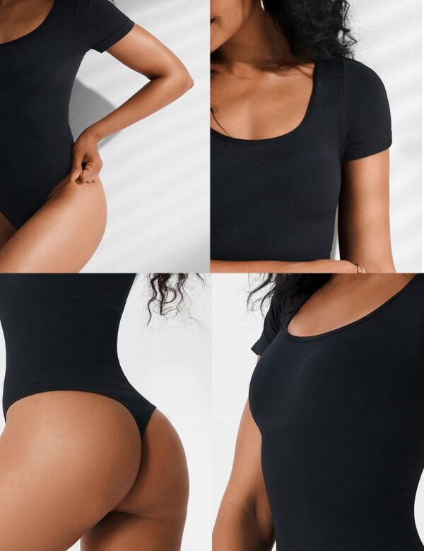European And American Square-neck Cinched Corset Close-fitting Seamless Short Sleeve T-back - Image 3