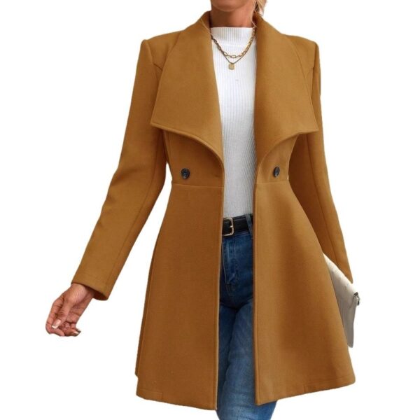 Timeless Women's Vintage Coat with Classic Turn-Down Collar Design - Image 3