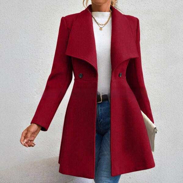 Timeless Women's Vintage Coat with Classic Turn-Down Collar Design - Image 2