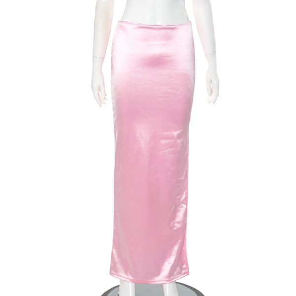 Elegant Satin Silk Skirt – High-Waisted Maxi Slip with Side Slit - Image 10