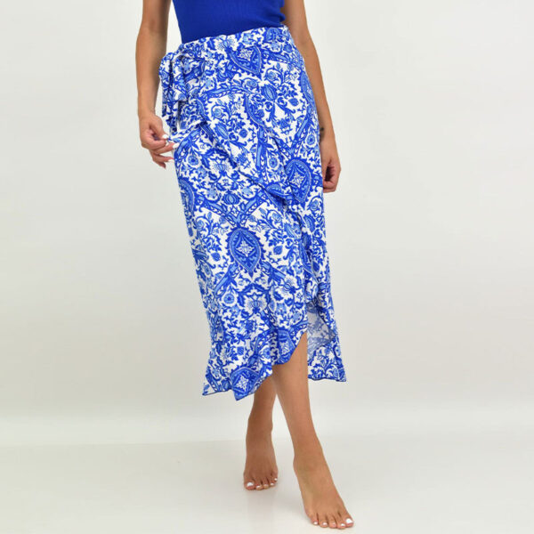 Elegant Wrap Maxi Skirt – High-Waisted Floral Print with Side Slit - Image 5