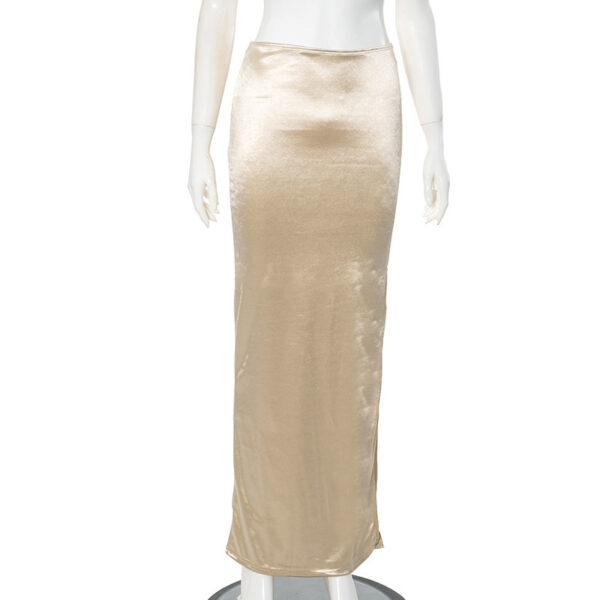 Elegant Satin Silk Skirt – High-Waisted Maxi Slip with Side Slit - Image 6