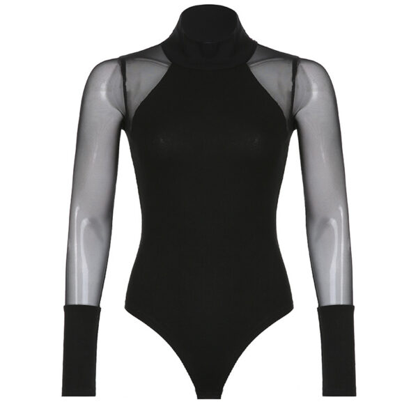 Solid Color Slimming High Collar Bottoming Jumpsuit - Image 9