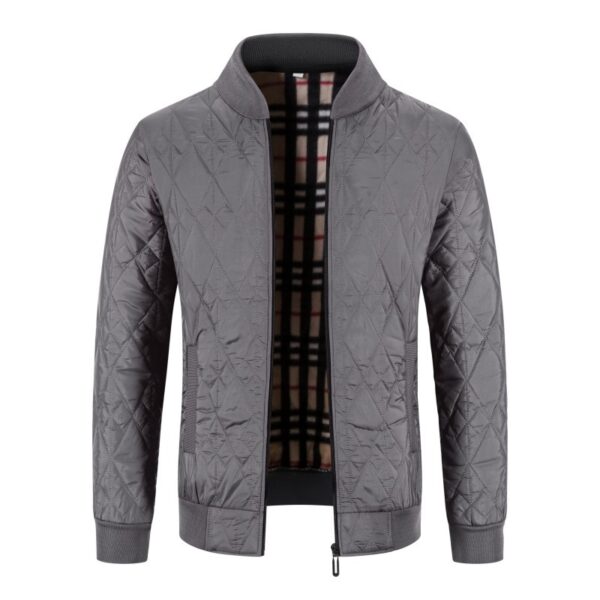 Men's Fleece-lined Thickened Diamond Plaid Jacket Cotton-padded Coat - Image 5