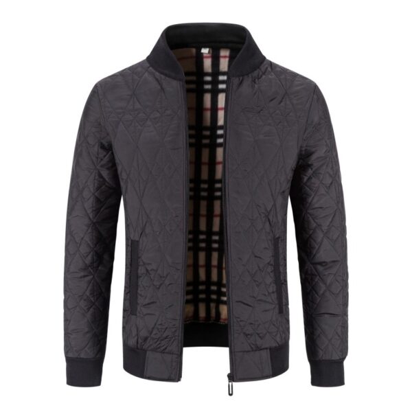 Men's Fleece-lined Thickened Diamond Plaid Jacket Cotton-padded Coat - Image 2