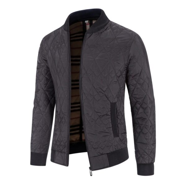 Men's Fleece-lined Thickened Diamond Plaid Jacket Cotton-padded Coat - Image 4