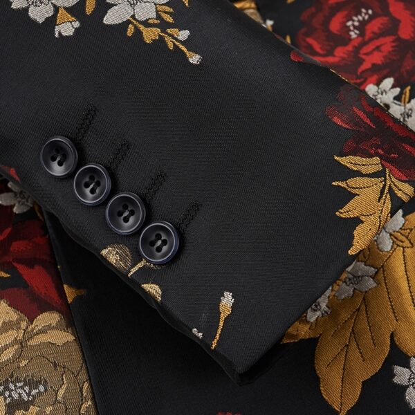 Casual Single Western Coat Men's Korean-style Slim-fit Floral Jacquard Nightclub Host MC Dress - Image 6