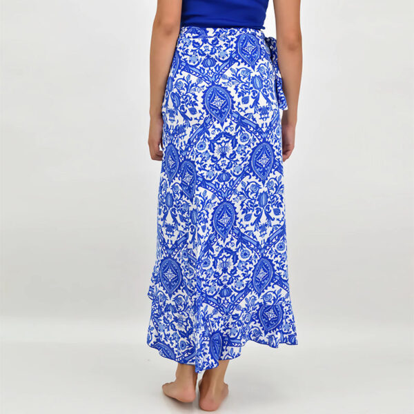 Elegant Wrap Maxi Skirt – High-Waisted Floral Print with Side Slit - Image 3