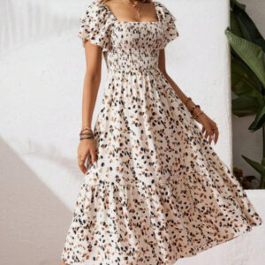 Floral Halter Neck Ruffle Dress – Maxi Style for Women