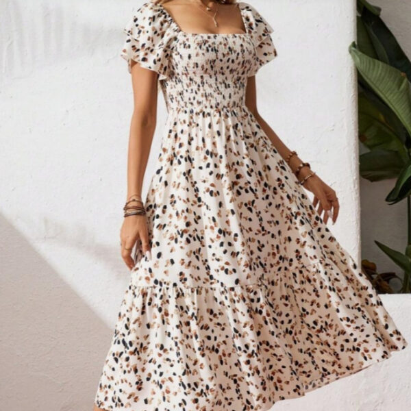 Floral Halter Neck Ruffle Dress – Maxi Style for Women