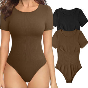 European And American Square-neck Cinched Corset Close-fitting Seamless Short Sleeve T-back