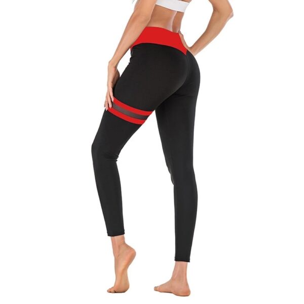 Thigh Double Ring Contrast Color Yoga Pants High Stretch Leggings - Image 5